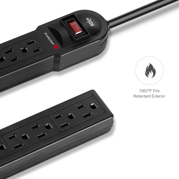 KMC 6-Outlet Surge Protector Power Strip 4-Pack For Sale