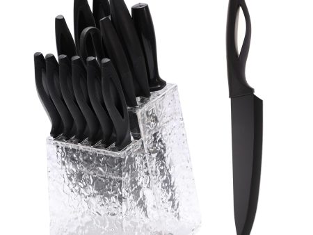 14-Piece Black Stainless Steel Knife Set For Discount