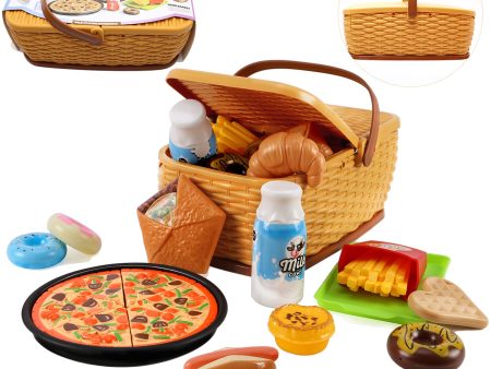 Kids Pretend Play Food Set with Basket Discount