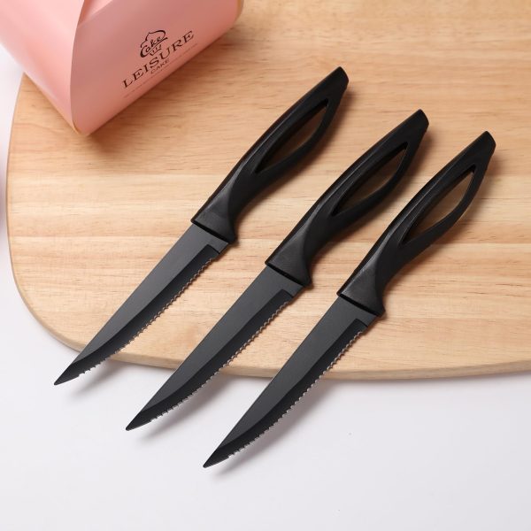 14-Piece Black Stainless Steel Knife Set For Discount