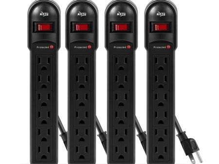 KMC 6-Outlet Surge Protector Power Strip 4-Pack For Sale