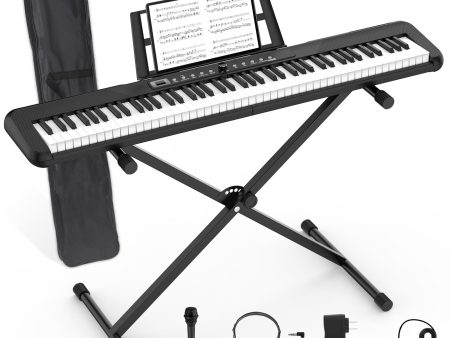 88 Key Piano Keyboard Beginner Electric Digital Piano with Full Size Semi Weighted Keys,Sustain Pedal, Power Supply, Stand, Carrying Case,Headphones For Sale