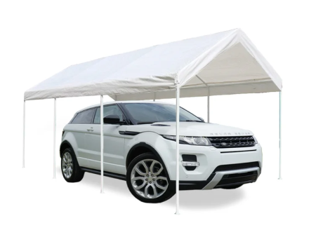 10  W x 20  D Canopy Carport in White with Frame, No Walls For Discount