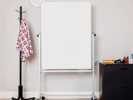 Mobile Reversible Magnetic Whiteboard - 36 W x 48 H - Steel - Silver Frame Supply