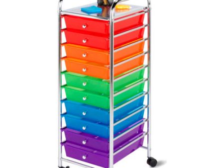 10 Drawer Multicolor Storage Cart - 15-5 16 L x 13 W x 37-13 32 H Sale