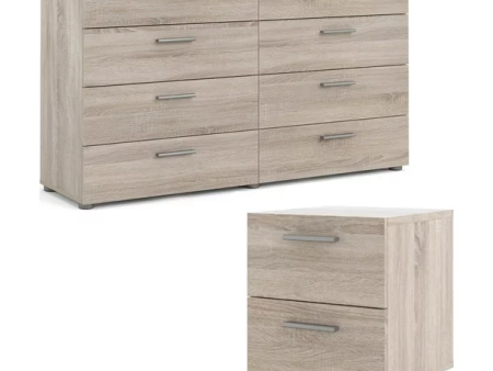 2 Piece Bedroom Set with 8 Drawer Dresser and 2 Drawer Nightstand in Truffle Fashion